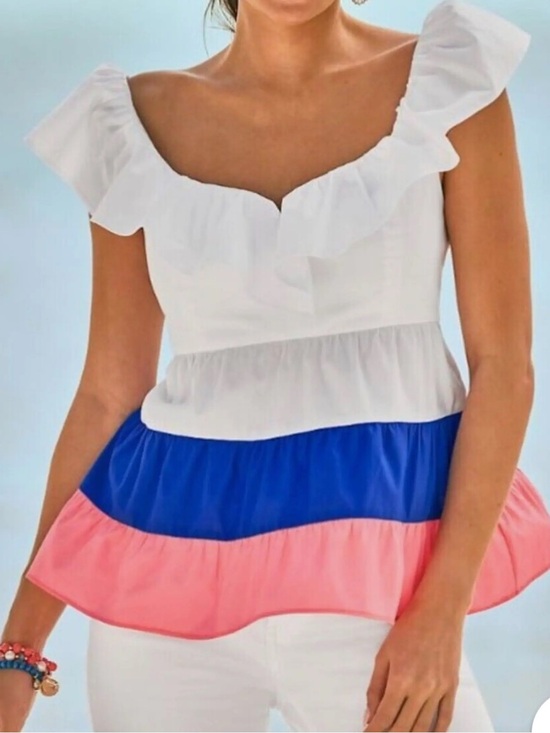Lilly Pulitzer Tops - Lilly Pulitzer Emie Ruffle Top Size 12 NEW